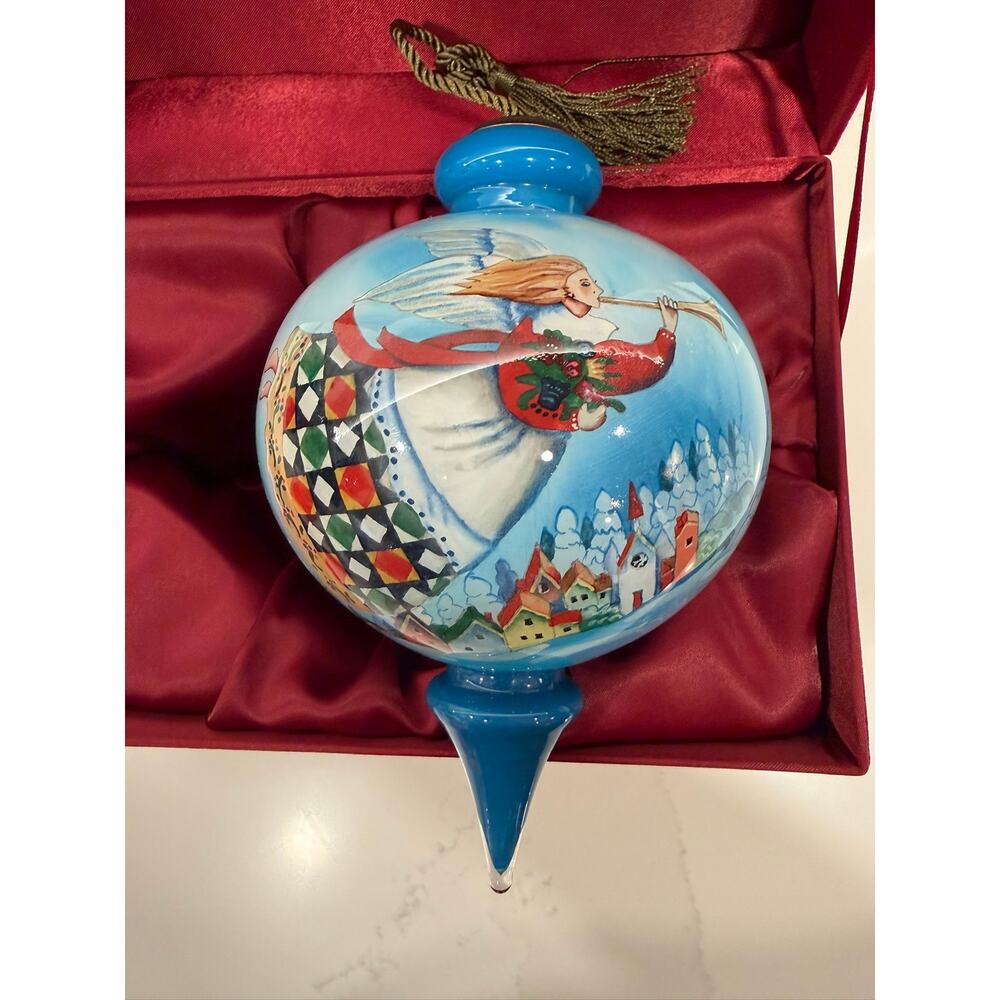 Ne'Qwa Art hand-painted‎ glass Christmas ornament Angel Jim Shore